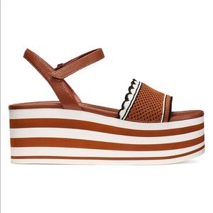 Kate Spade high rise platform sandals (brown)